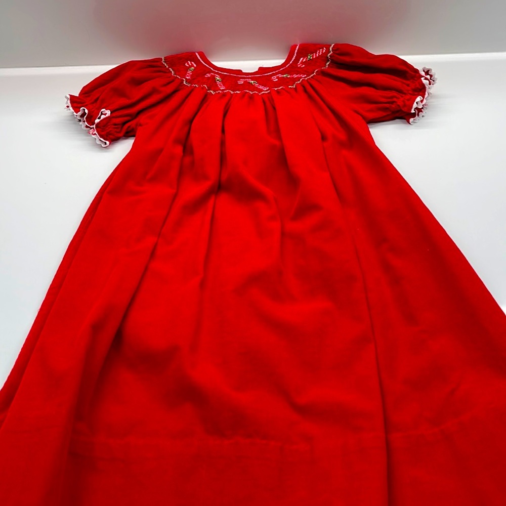 Smocked candy cane dress
